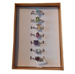 5.24ctw Multiple Shapes And Multiple Stone Rhodium Over Sterling Silver Set Of 7